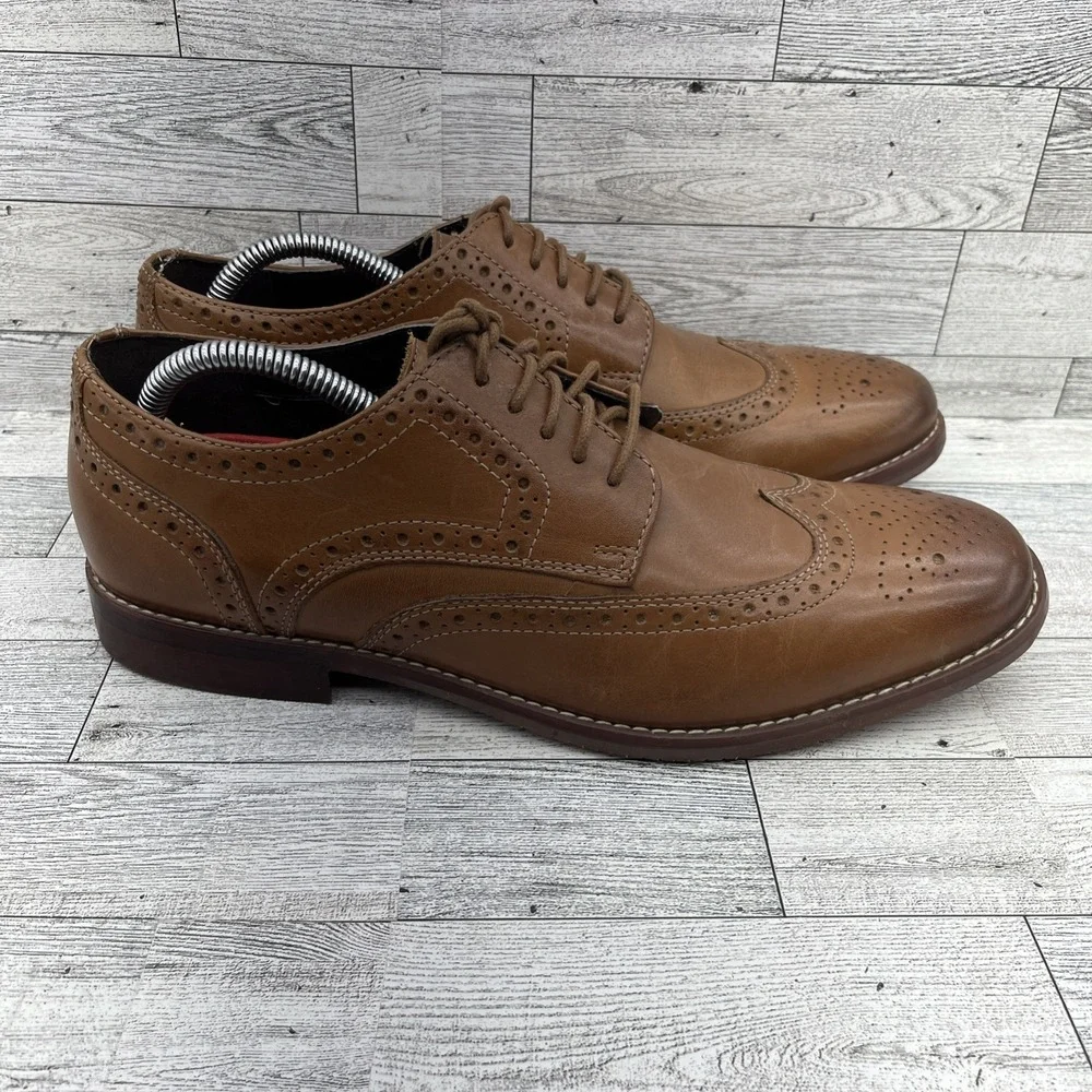 Rockport Style Purpose‎ Wingtip Brown Leather Oxford Dress Shoes Men Size 10M
